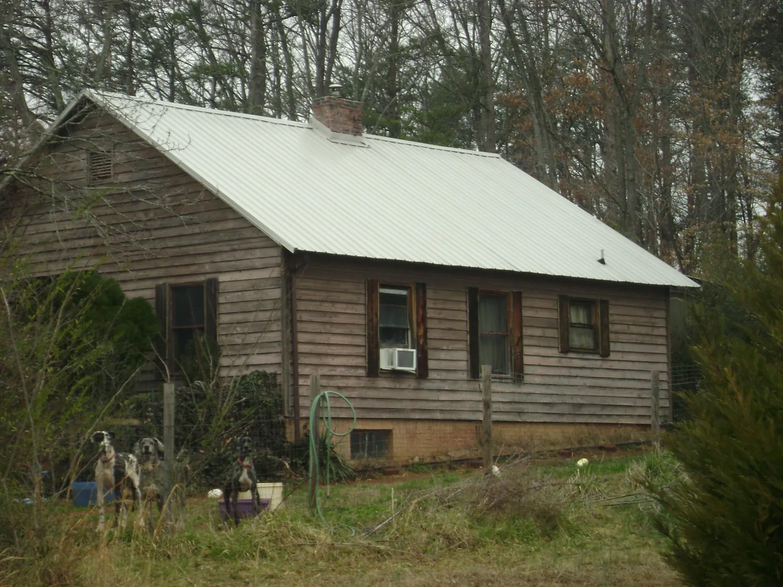 White metal roof on an old wood sided farmhouse, from a Asphalt Shingle Roof Repair job in Three Springs
